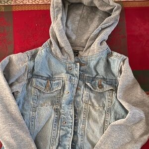 Ring of Fire Jean Jacket with Gray Hoodie
